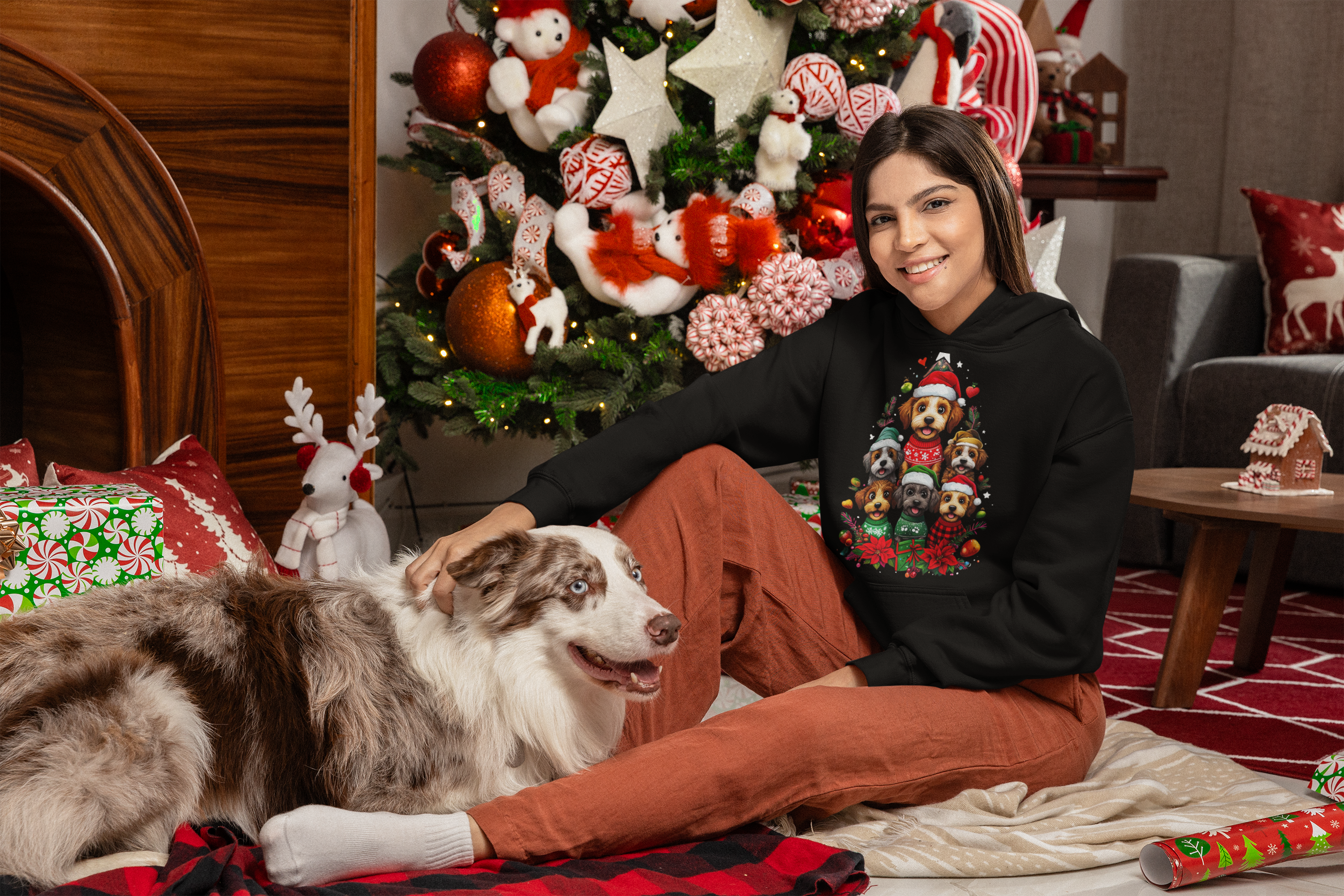 gildan-hoodie-mockup-of-a-happy-woman-with-her-dog-in-a-christmas-setting-m52043